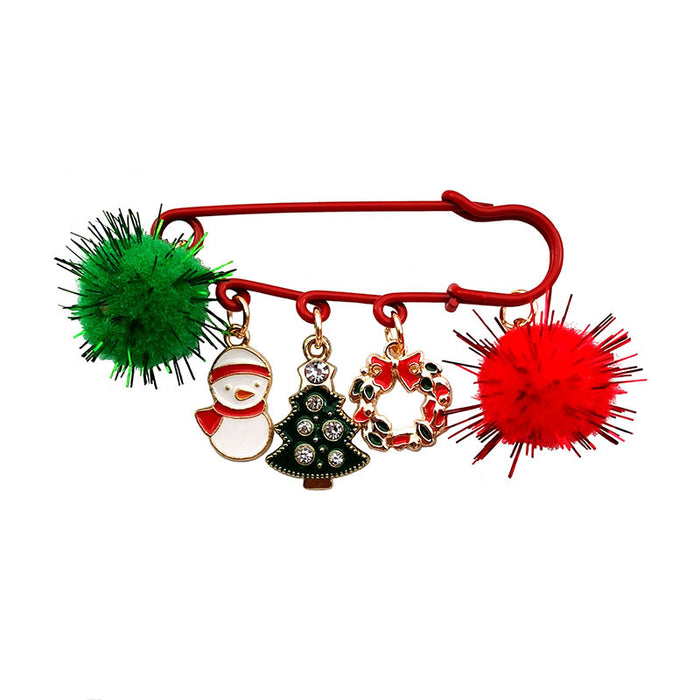 Wholesale Christmas brooch  snowflake elk bell Christmas tree pin gift