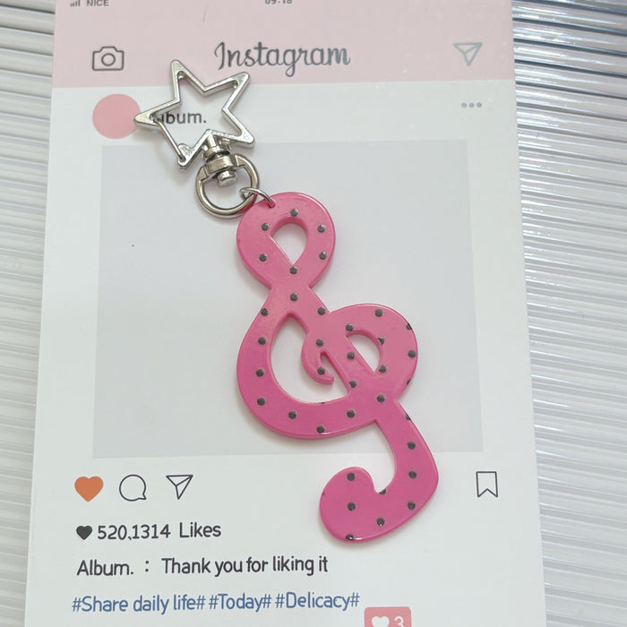 Wholesale Sweet polka dot striped star musical note keychain