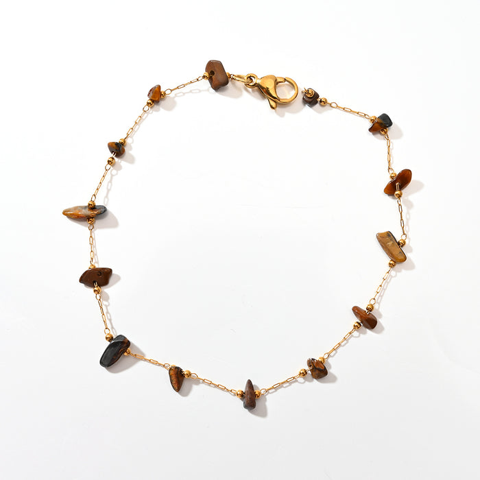 Wholesale Fashion classic stainless steel crushed stone ankle chain, colorful stone foot accessories wholesale