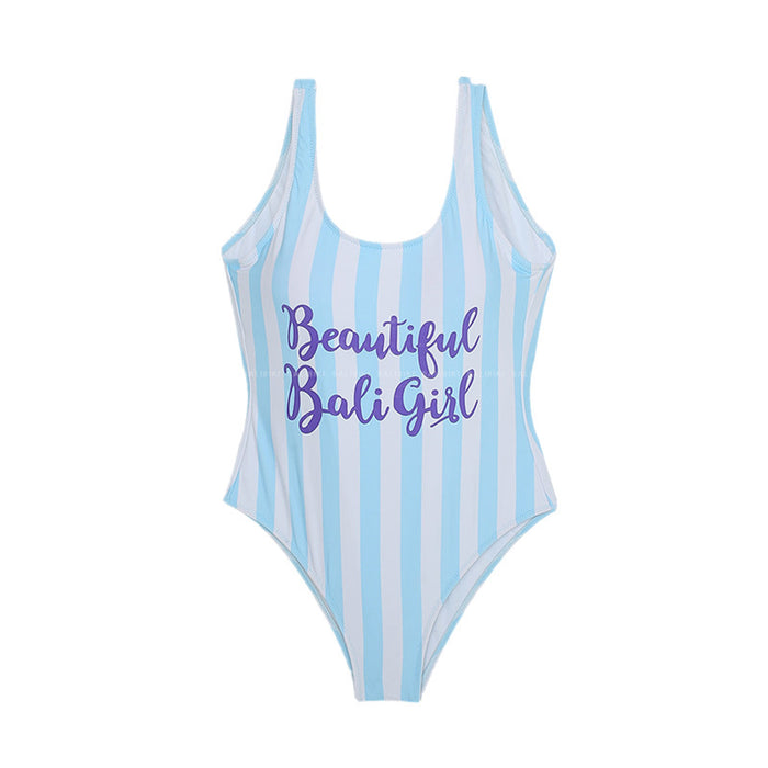 Wholesale Sleeveless striped swimsuit