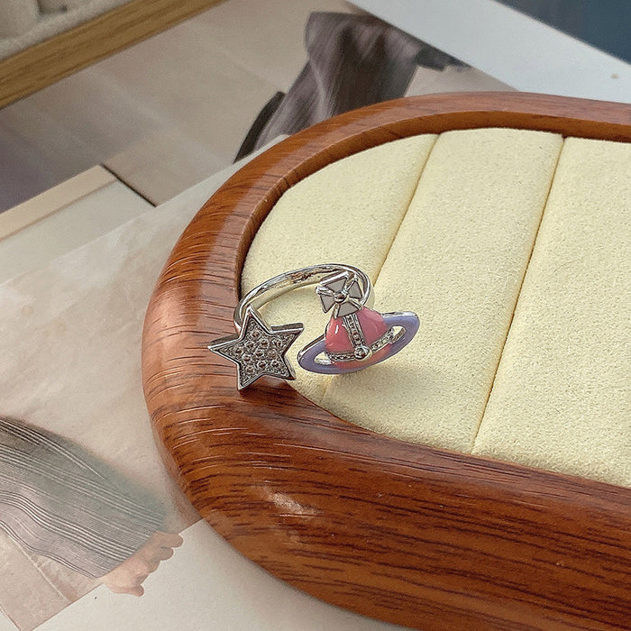 Wholesale Drip glazed star ring, niche design, index finger ring, fashionable and personalized ring