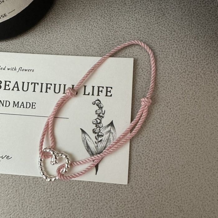 Wholesale Pure silver bracelet with a niche design that can be layered with a heart-shaped colored bracelet jewelry