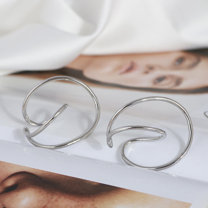 Wholesale  gold-plated minimalist line niche design  irregular ear hook without ear hole ear clip earrings