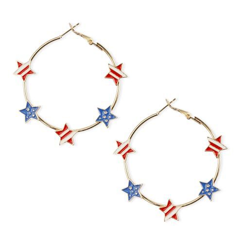 Wholesale New Five pointed Star Independence Day Flag Love Peach Heart Earrings