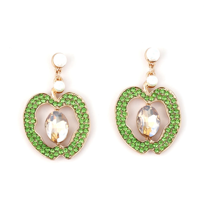 Wholesale personality design fruit Apple hollow alloy diamond earrings