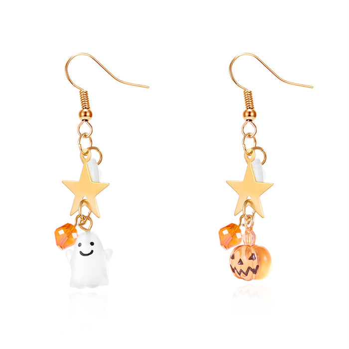Wholesale Asymmetric Long Earrings Stars Moon Ghost Pumpkin Alloy