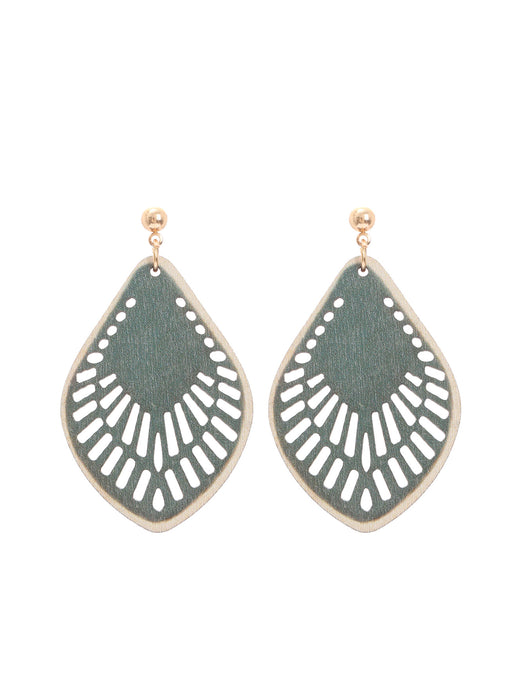 Wholesale Leaves Wooden Earrings Ring Earrings
