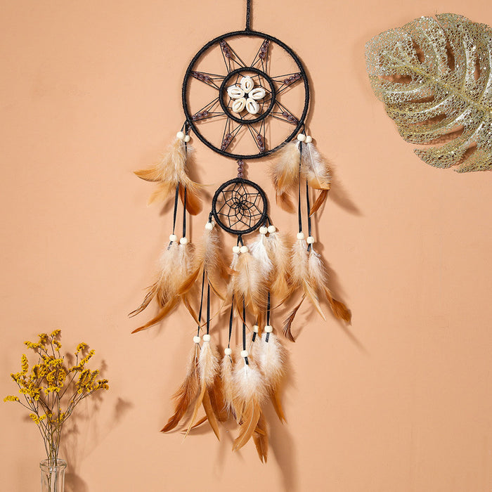 Wholesale Sun, Moon and Stars Indian Style Feather Wind Chime Dream Catcher JDC-DC-ZH029