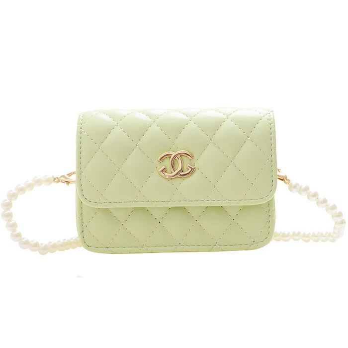 Wholesale Retro pearl decoration PU children's shoulder crossbody bag baby accessory bag