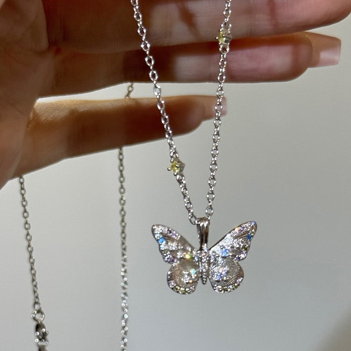 Wholesale  S925 Sterling Silver Butterfly Necklace Gift Female Niche Personalized Pendant