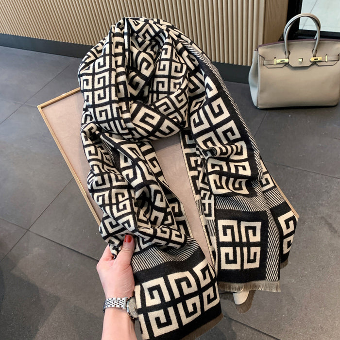 Wholesale Autumn Winter Polyester Double-Sided Letter Scarf JDC-SF-Xuanx002