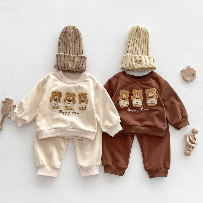 Wholesale Cartoon Bear Embroidered Sweatshirt Children's Suit JDC-CTS-WeiNiS016