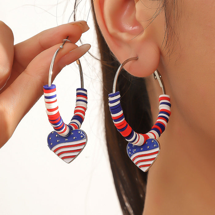Wholesale Earrings Heart shaped National Flag Earrings National Day Earrings