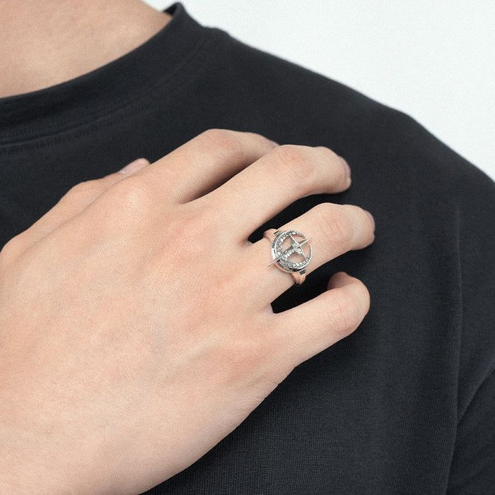 Wholesale Thai Silver Romantic Single Ring Star Moon Ring