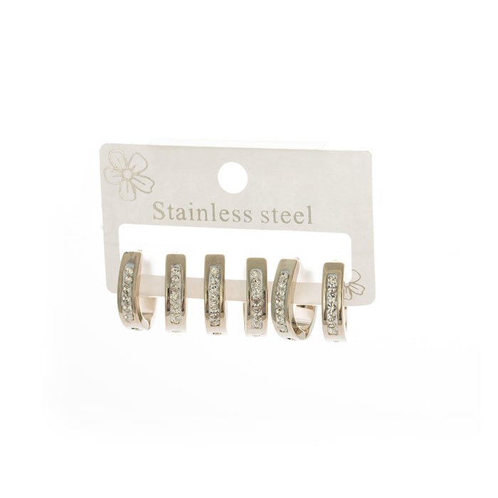 Wholesale Simple and high-end new popular U-shaped geometric full diamond ear buckle with a simple and versatile temperament, titanium steel earrings