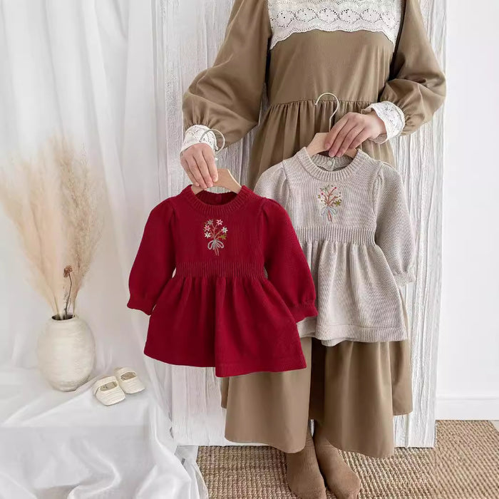 Wholesale Children's Round Neck Knitted Long Sleeve Dress JDC-CTS-WeiNiS017