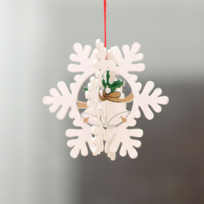 Wholesale Christmas decorations wooden Christmas laser hollow Christmas tree small pendant wooden five-pointed star Bell pendant gift