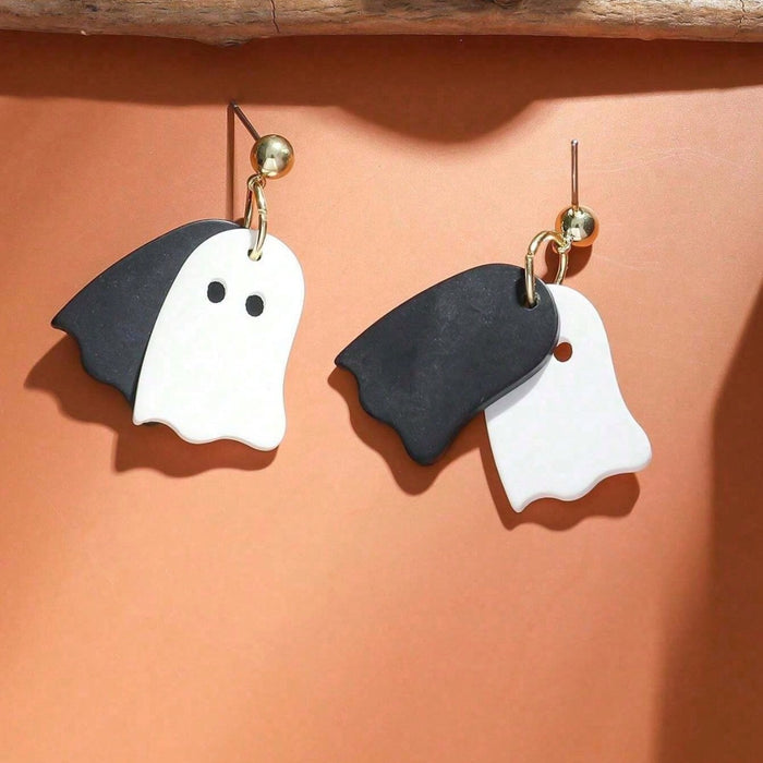 Wholesale  acrylic black and white double-layer earrings,  fun and cute earrings
