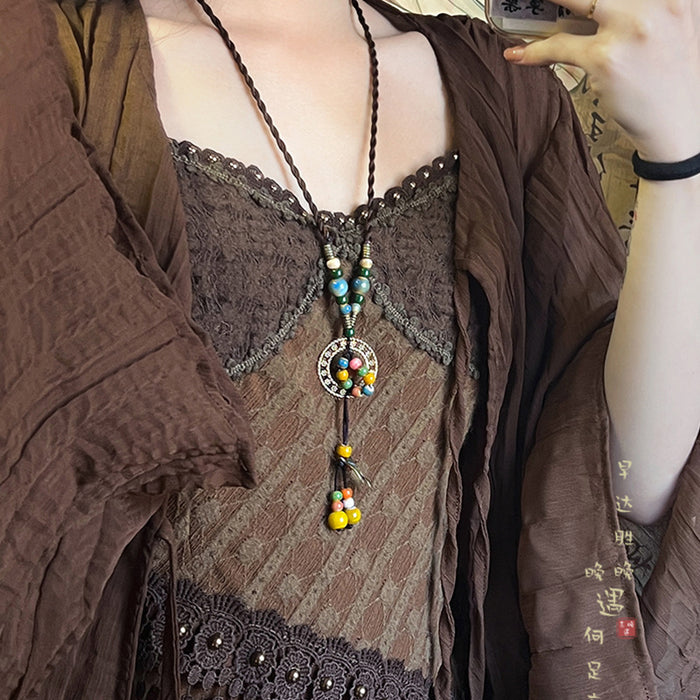 Wholesale Retro Ancient Zen Long Ceramic Necklace for Women
