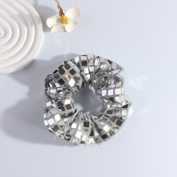 Wholesale square sequins large intestine hair ring ladies  high elastic hair rope hair