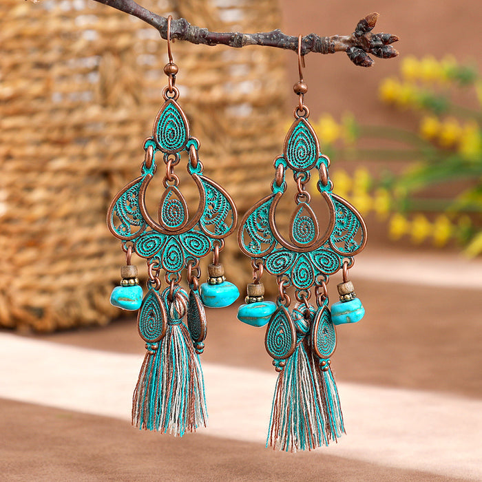 Wholesale Bohemian Vintage Tassel Earring Set Ethnic Style Fashion Accessory MOQ≥2