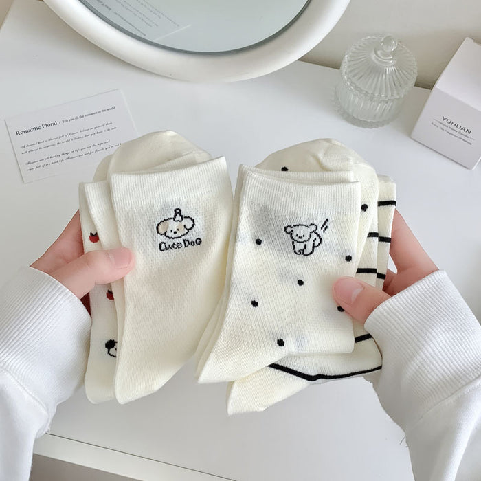 Wholesale Socks, mid tube women's socks, thin mesh, cute cartoon socks, cotton socks