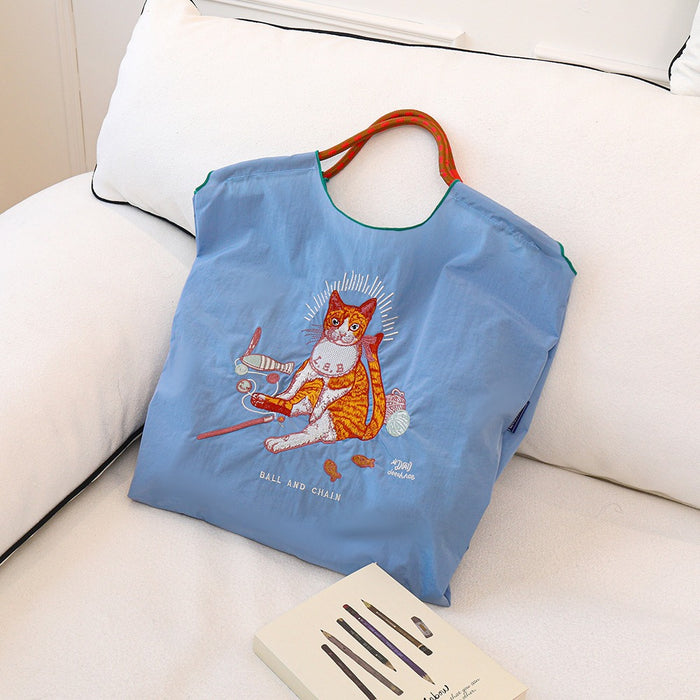 Wholesale Canvas bag embroidery shopping bag tote bag large capacity bag women' s handbag crossbody bag