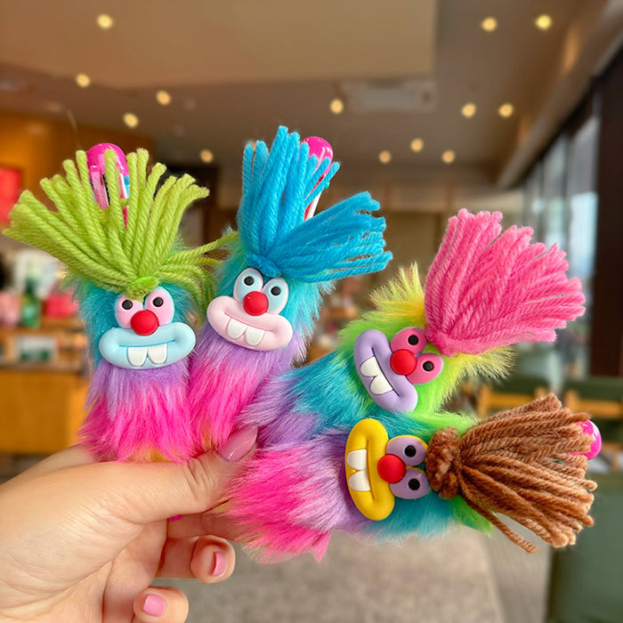 Wholesale Colorful plush Pen wool ugly cute multi-color ballpoint pen creative student press journal notes mark