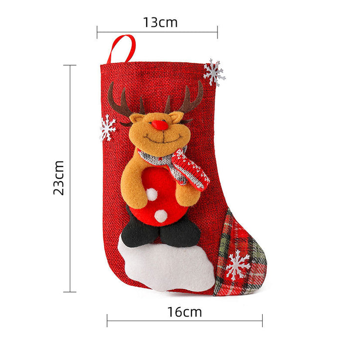 Wholesale Medium Linen Christmas Socks Christmas Decorations Christmas Gift Bags Gift Bags Christmas Hanging Socks