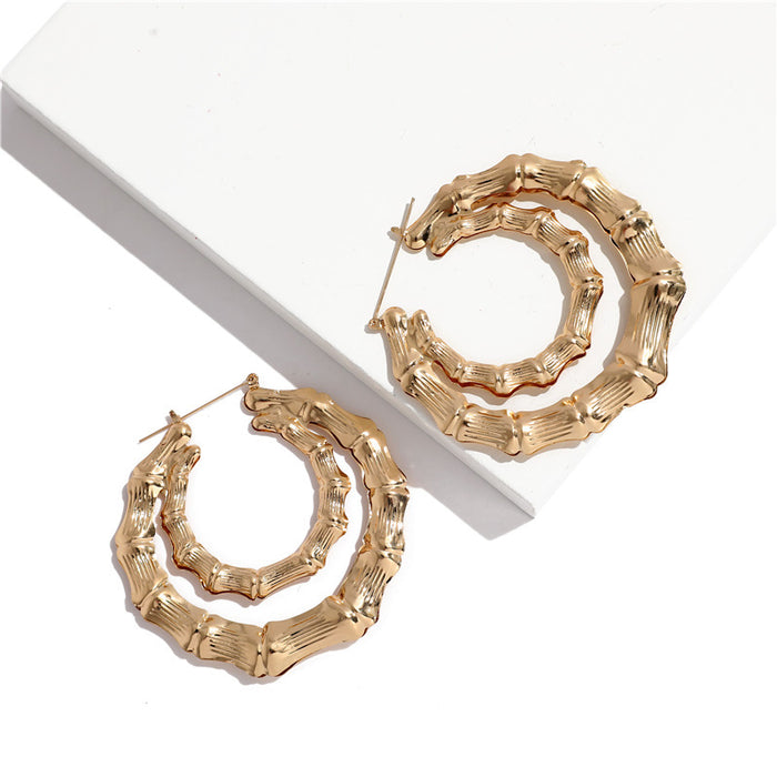 Wholesale Oversized patterned earrings with exaggerated golden circle earrings