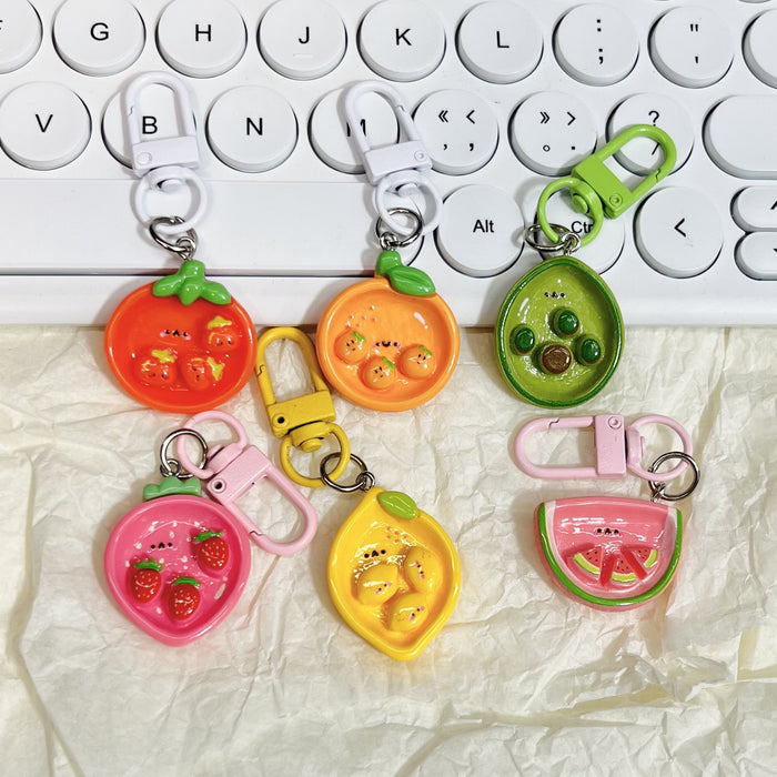 Wholesale Cute Fruit and Vegetable Plate Keychain Cartoon Girl Heart Bag Pendant