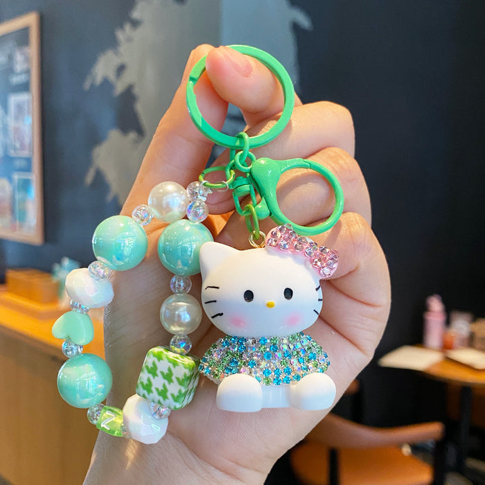 Wholesale Cartoon beaded keychain mobile phone chain