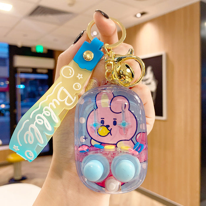 Wholesale water ring game machine key chain hanging decoration decompression toy gift keychain small pendant doll