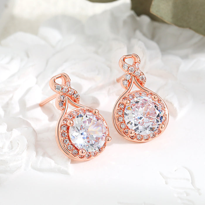 Wholesale Original Design: Light Luxury Waterdrop Set for Women with a High Grade Feeling, Gourd Round Bag Earrings
