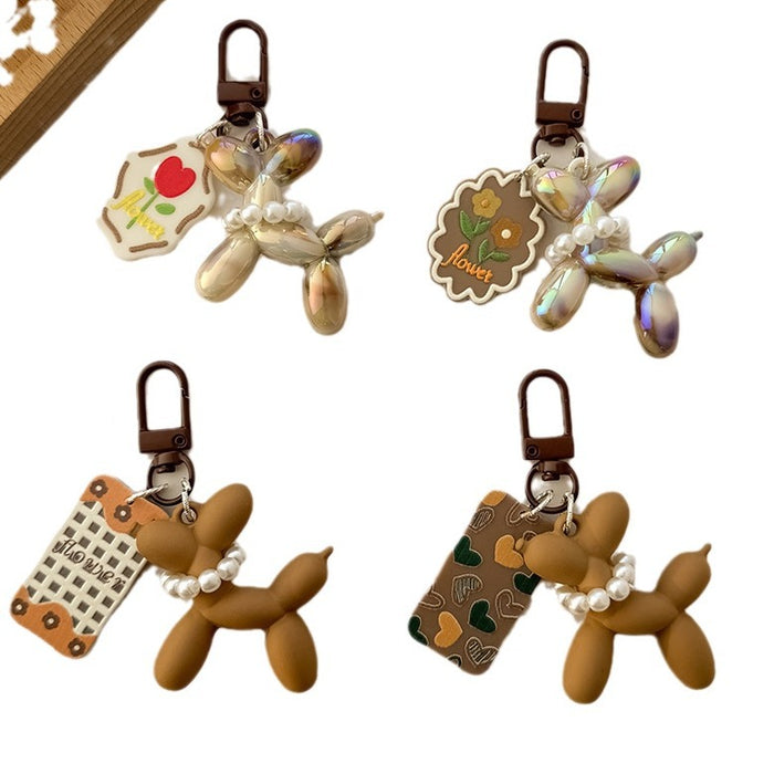 Wholesale Brown flower balloon keychain pendant couple earphone women's bag ornaments