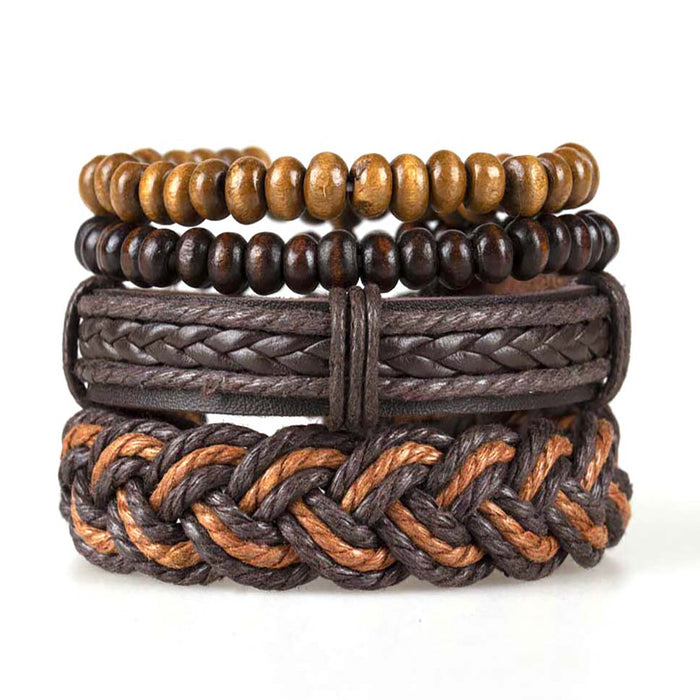 Wholesale 4pieces/pack Personalized Braided Four-piece Leather Bracelet JDC-BT-XH027