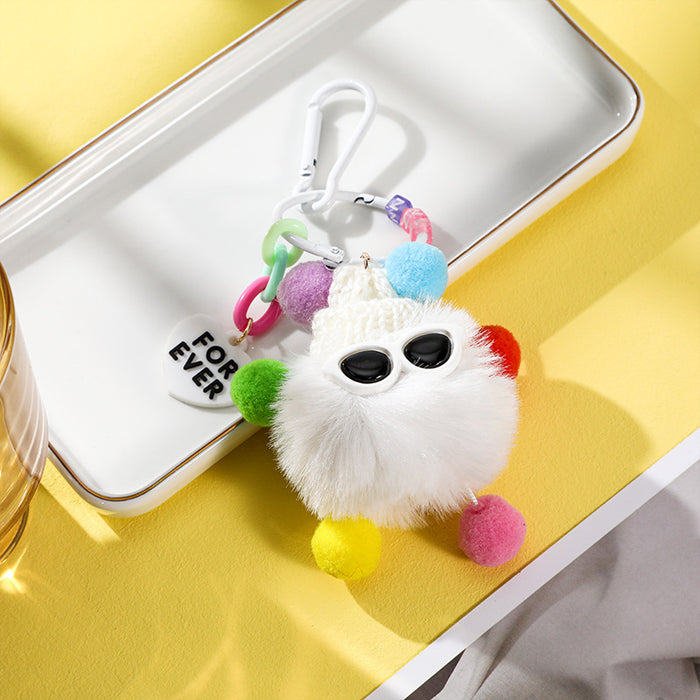 Wholesale Cute pet small bristle monster doll pendant anti-lost keychain schoolbag plush ornaments super cute gift