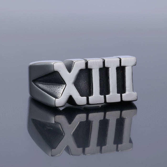 Wholesale Stainless Steel Simple Roman Numeral XIII Ring JDC-RS-MoEr004