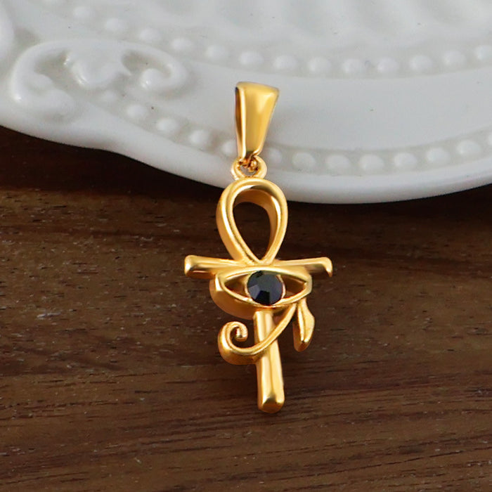 Wholesale 6pcs/set stainless steel key love anchor cross pendant titanium steel plated 24K gold