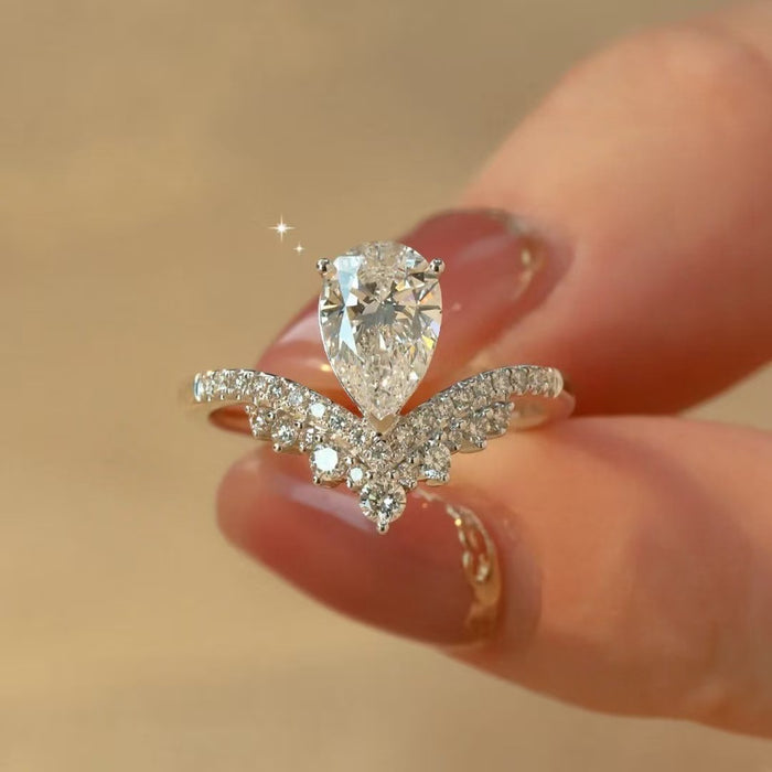 Wholesale Crown Drop Rings Stylish Copper Jewelry Accessory for Women Gift