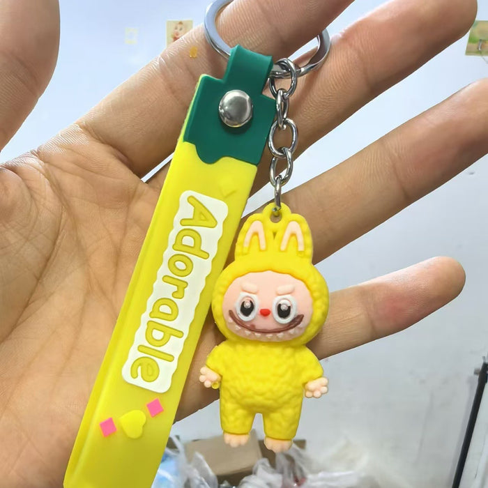 Wholesale Cute cartoon silicone keychain with cute little monster keychain for sweatshirt