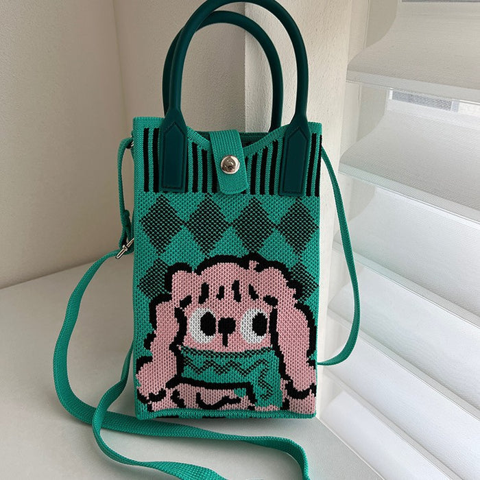 Wholesale Cute Cartoon Knitted Mobile Phone Bag  Easiest for Match Shoulder Bag Coin Crossbody Portable