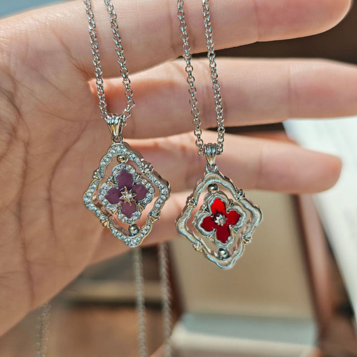 Wholesale Rotating Four-Leaf Clover White Shell choker necklace