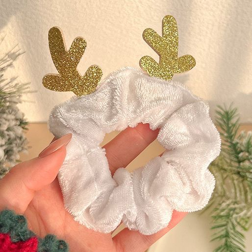 Wholesale Christmas Cartoon Deer Biscuits Braided Hair Scrunchies JDC-HS-Shuy002