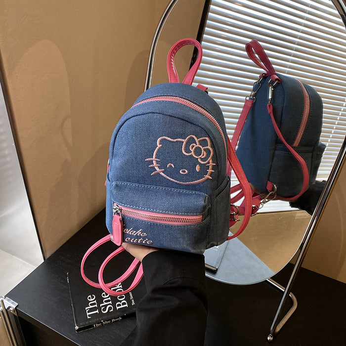 Wholesale New cute printed backpack, new denim handbag, student backpack