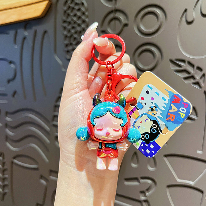 Wholesale Creative electroplated keychain cute cartoon doll couple bag pendant small gift