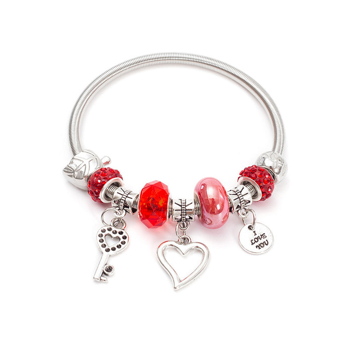 Wholesale Fashionable and minimalist heart pendant bracelet, versatile temperament, colorful accessories, niche, light luxury, retro bracelet