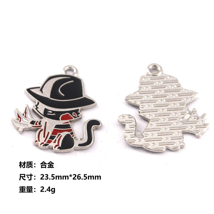 Wholesale 10pcs Cute Black Cat Dagger Alloy Oil Dropping Funny Jewelry Pendant Keychain Pendant Accessories