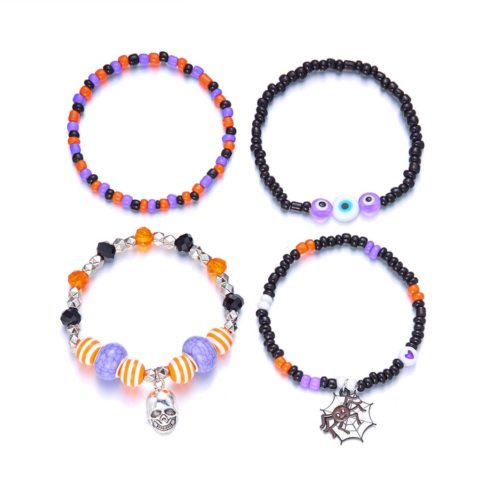 Wholesale  bracelet for women with funny skull and pumpkin pendant and rice beads set