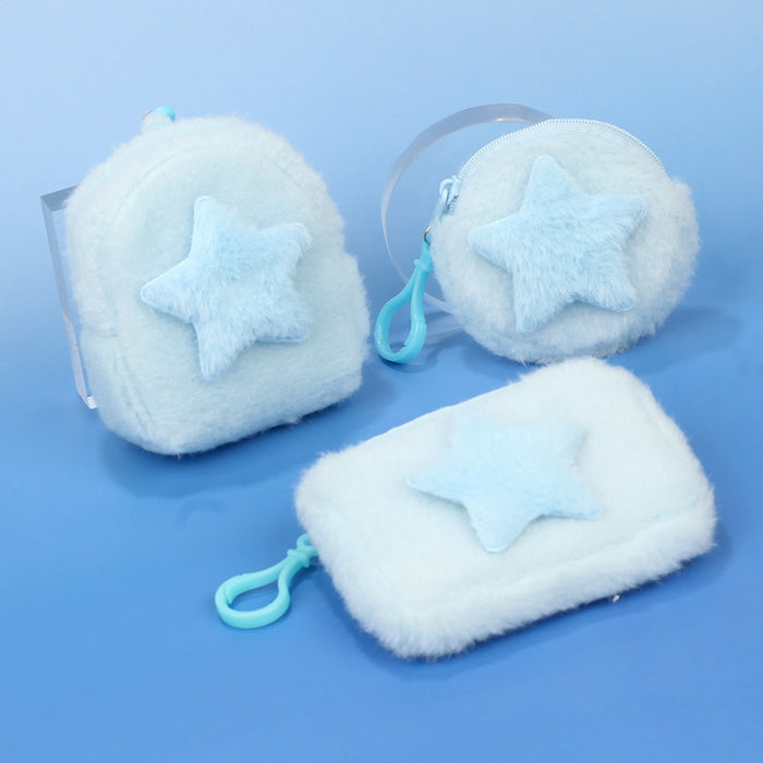 Wholesale Star Shaped Plush Pouch Boutique Coin Purse Earphone Bag Creative Pendant Gift